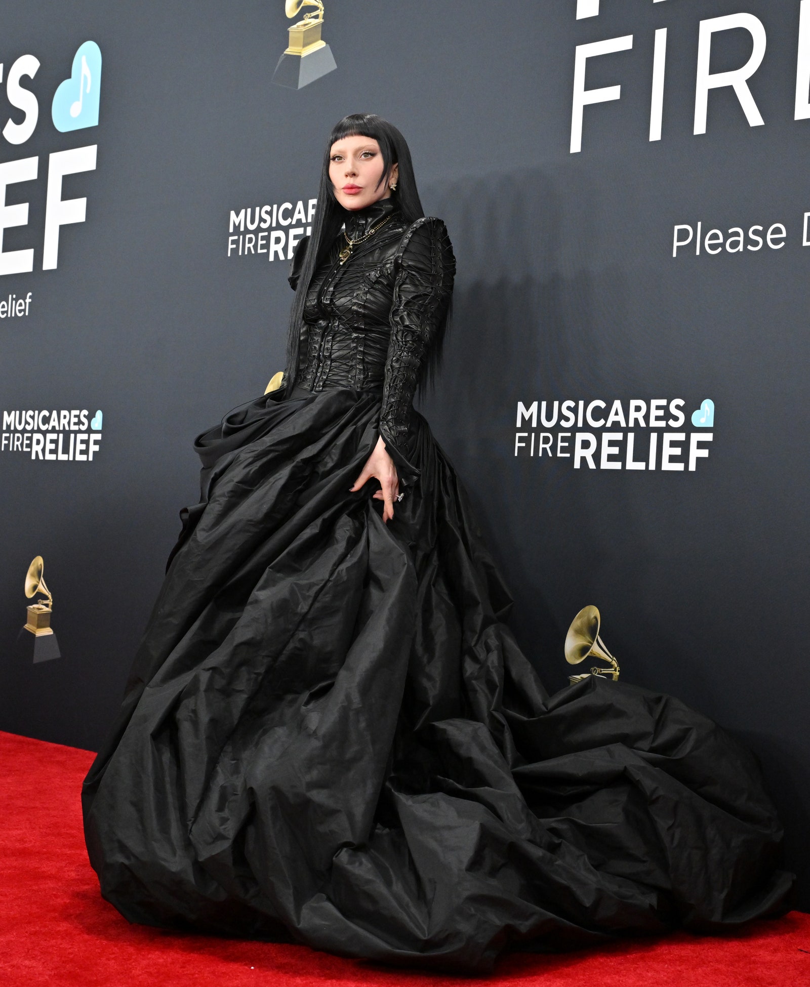 Images may contain Lady Gaga Fashion Dress Formal Wearing Dresses Adults and People